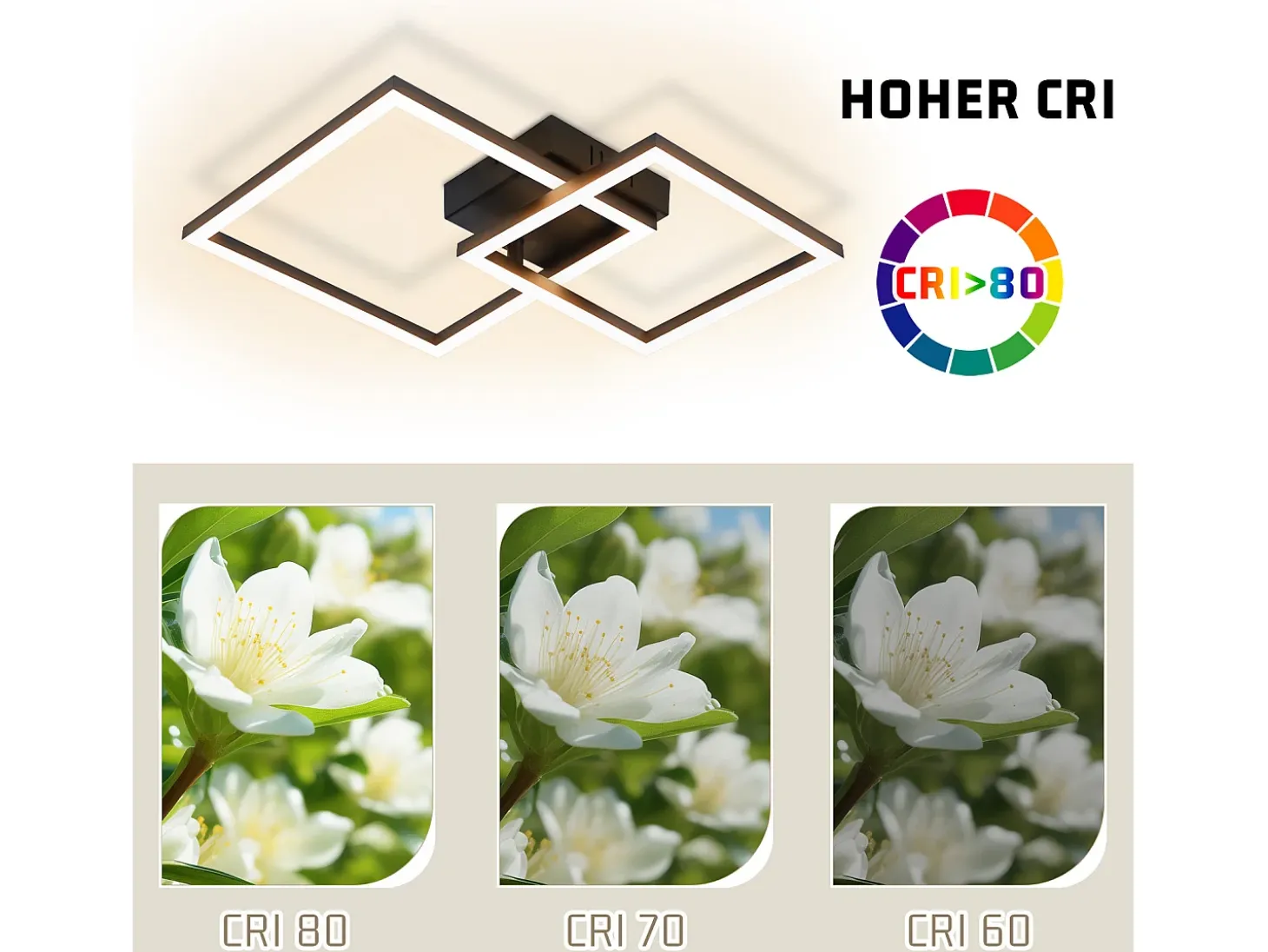 Lámpara de techo LED NETTLIFE para sala de estar, 20 W, luz blanca cálida, diseño moderno, para dormitorio, color negro.