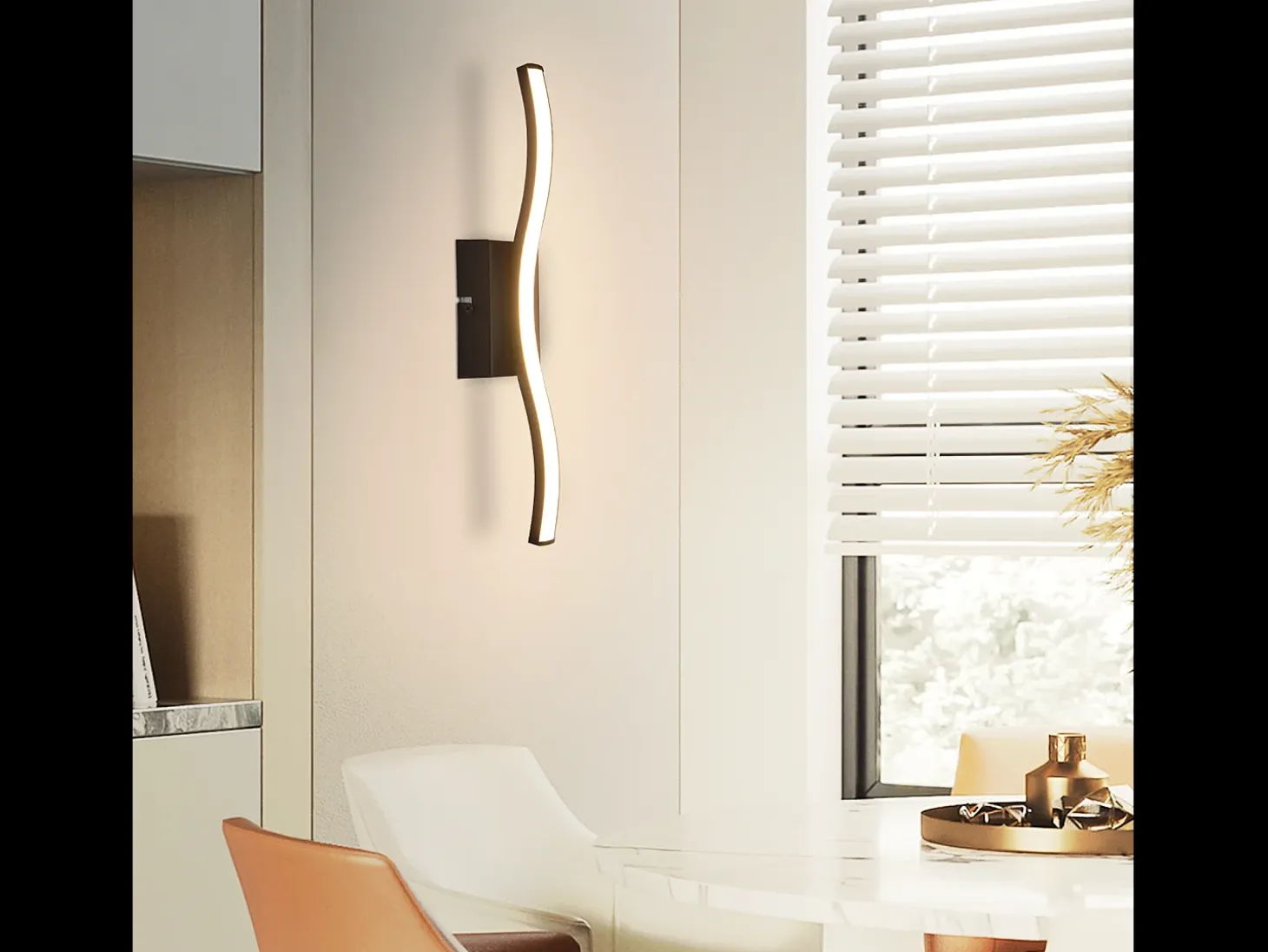 Lámpara de techo LED NETTLIFE para dormitorio, moderna, negra, 6 W, diseño ondulado, 3000 K, blanco cálido