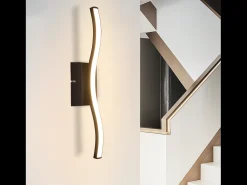 Lámpara de techo LED NETTLIFE para dormitorio, moderna, negra, 6 W, diseño ondulado, 3000 K, blanco cálido
