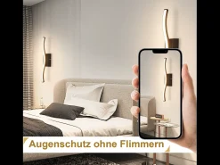 Lámpara de techo LED NETTLIFE para dormitorio, moderna, negra, 6 W, diseño ondulado, 3000 K, blanco cálido