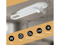Lámpara de techo LED NETTLIFE blanca moderna regulable para dormitorio con 1 foco de techo