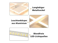 Lámpara de techo LED NETTLIFE para sala de estar, blanca, regulable, cuadrada, moderna, 32 W, con control remoto
