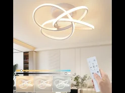Lámpara de techo LED NETTLIFE para dormitorio - 28 W, 3000 K, blanco cálido, lámpara de pasillo, lámpara de cocina moderna, diseño de flor de cuatro hojas