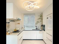 Lámpara de techo LED NETTLIFE para dormitorio - 28 W, 3000 K, blanco cálido, lámpara de pasillo, lámpara de cocina moderna, diseño de flor de cuatro hojas