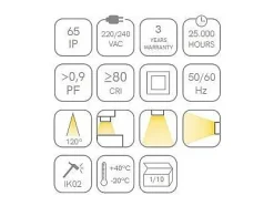 Lámpara de techo LED ovalada ZIBOR, resistente al agua IP65, 12 W, 4000 K, color blanco