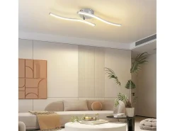 Lámpara de techo LED plateada Nettlife, lámpara de techo de diseño de ondas modernas de 12 W, blanco cálido de 3000 K, luminaria para sala de estar
