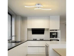 Lámpara de techo LED plateada Nettlife, lámpara de techo de diseño de ondas modernas de 12 W, blanco cálido de 3000 K, luminaria para sala de estar
