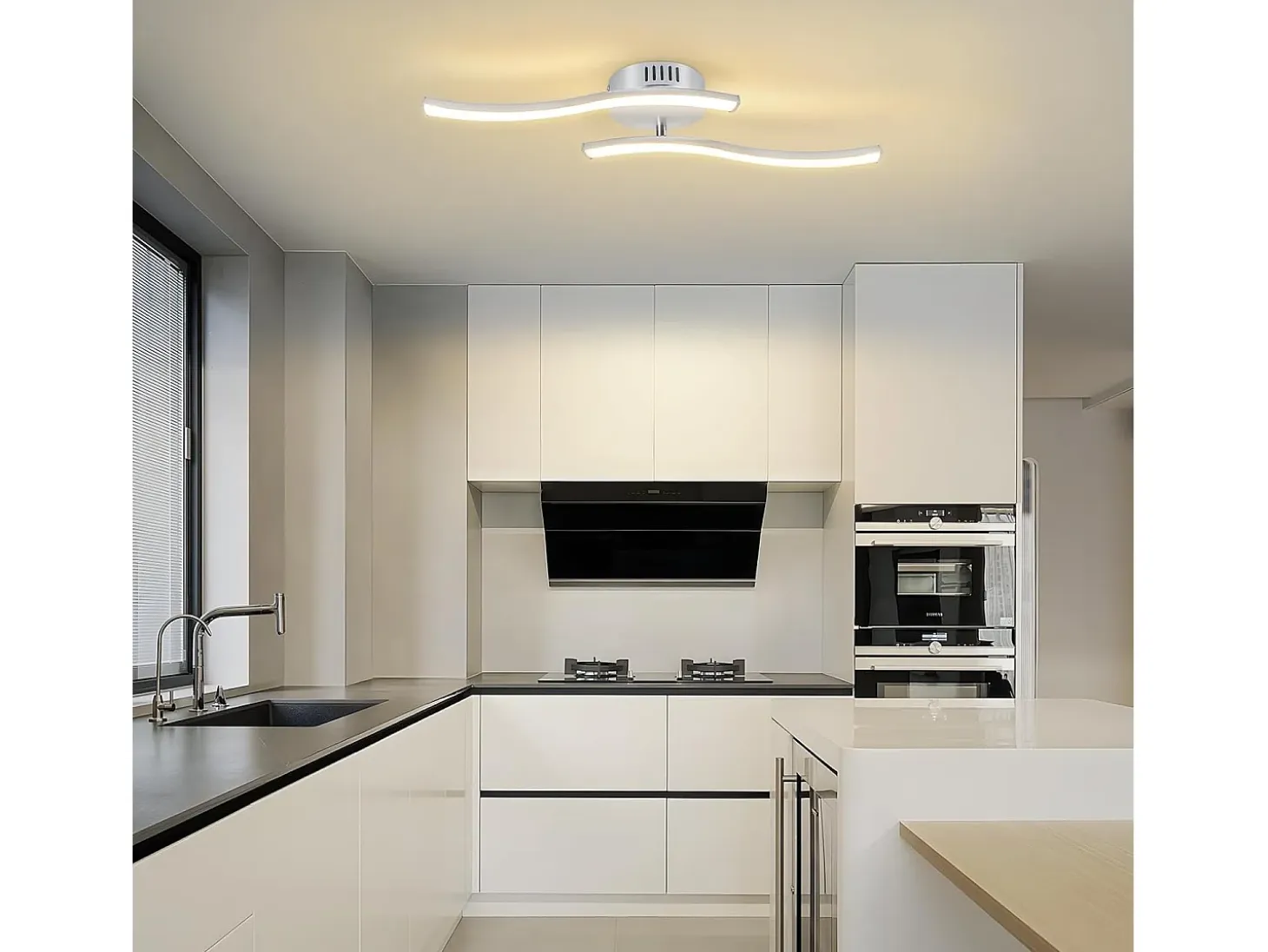 Lámpara de techo LED plateada Nettlife, lámpara de techo de diseño de ondas modernas de 12 W, blanco cálido de 3000 K, luminaria para sala de estar