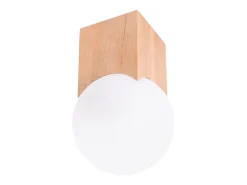 Lámpara de techo Lumivere minimalista de madera/vidrio - 1 fuentes luminosas 4000K - L.12 x A.19 cm - madera natural/blanco