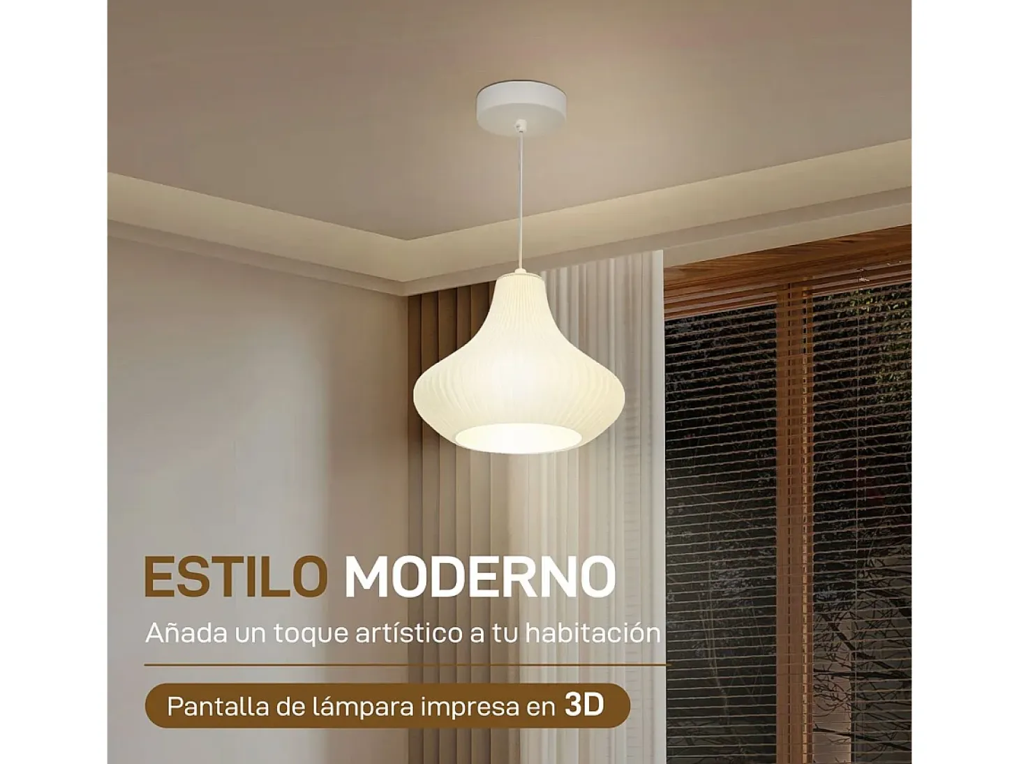 Lámpara de techo Luzentra Homcom 25W luz cálida 3000K blanco Ø22x180 cm