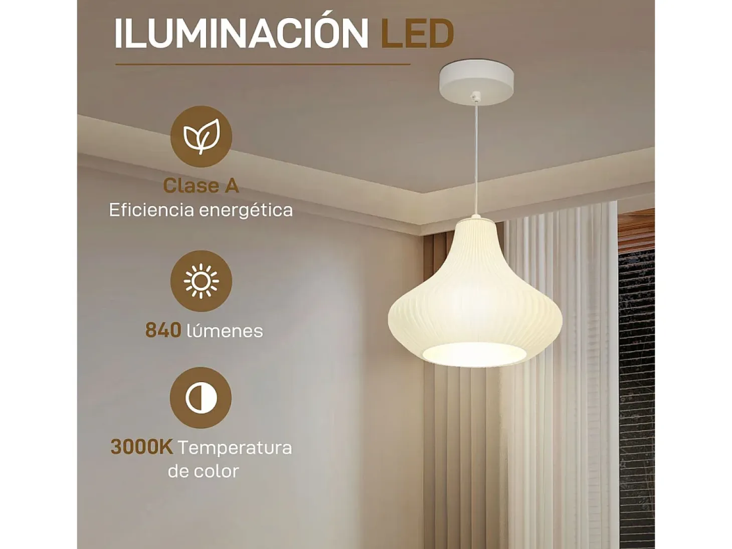 Lámpara de techo Luzentra Homcom 25W luz cálida 3000K blanco Ø22x180 cm