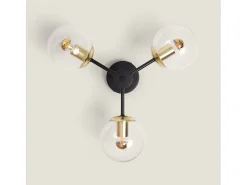 Lámpara de Techo Metal y Cristal Wassily Gold 3 Focos Negro