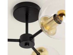Lámpara de Techo Metal y Cristal Wassily Gold 3 Focos Negro