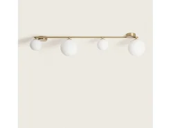 Lámpara de Techo Metal y Cristal Moonlight Brass 4 Focos Blanco