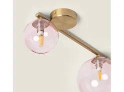 Lámpara de Techo Metal y Cristal Moonlight Brass 4 Focos Rosa