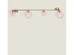 Lámpara de Techo Metal y Cristal Moonlight Brass 4 Focos Rosa