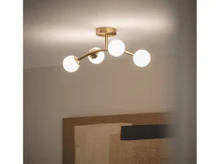 Lámpara de Techo Metal y Cristal Moonlight Brass Ovo 4 Focos Dorado