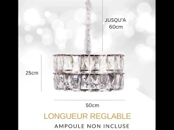 Lámpara de techo moderna de cristal para salón plateada - Redonda 50 cm - Miami