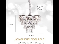 Lámpara de techo moderna de cristal para salón plateada - Redonda 50 cm - San Francisco