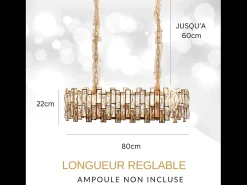 Lámpara de techo moderna de cristal para salón dorada - Ovalada 80 cm - New York