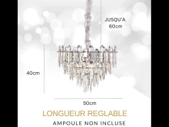 Lámpara de techo moderna de cristal para salón plateada - Redonda 50 cm - Las Vegas