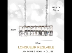 Lámpara de techo moderna de cristal para salón plateada - Ovalada 80 cm - Miami