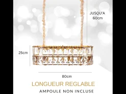 Lámpara de techo moderna de cristal para salón dorada - Ovalada 80 cm - Miami
