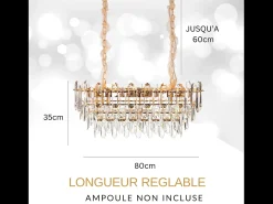 Lámpara de techo moderna de cristal para salón dorada - Ovalada 80 cm - Las Vegas