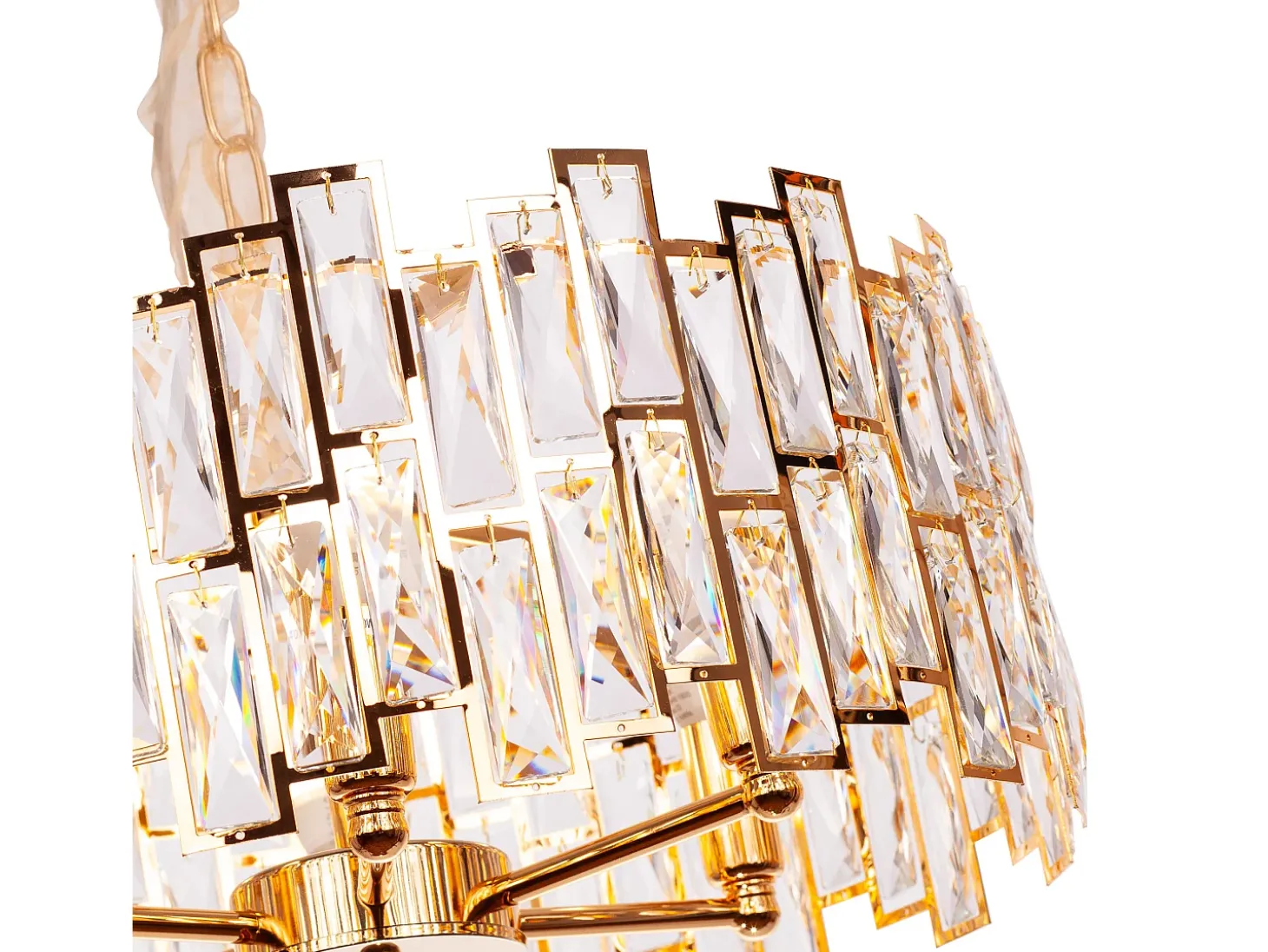 Lámpara de techo moderna de cristal para salón dorada - Redonda 50 cm - New York