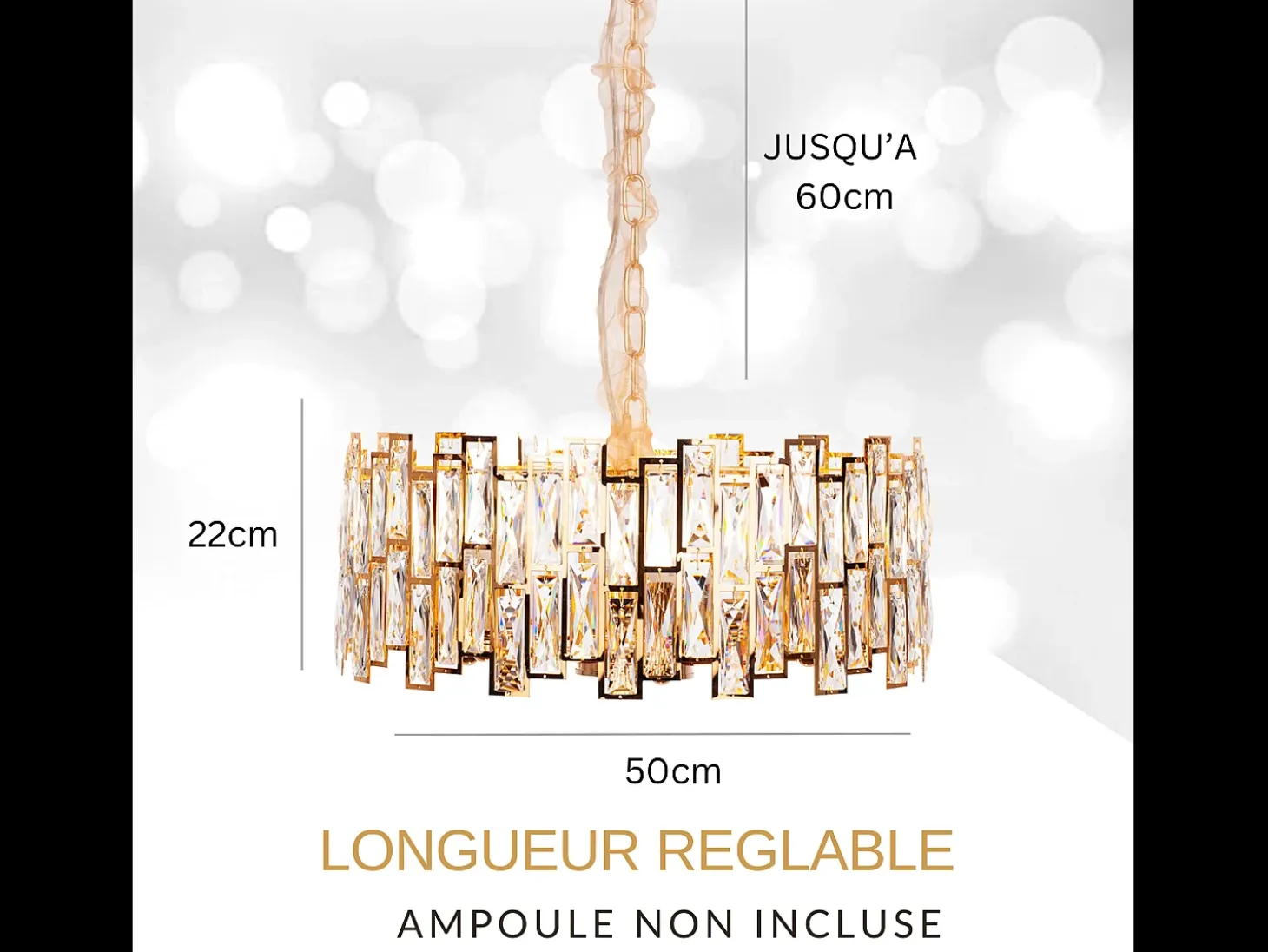Lámpara de techo moderna de cristal para salón dorada - Redonda 50 cm - New York