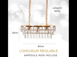 Lámpara de techo moderna de cristal para salón dorada - Ovalada 80 cm - San Francisco