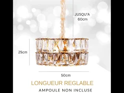 Lámpara de techo moderna de cristal para salón dorada - Redonda 50 cm - Miami