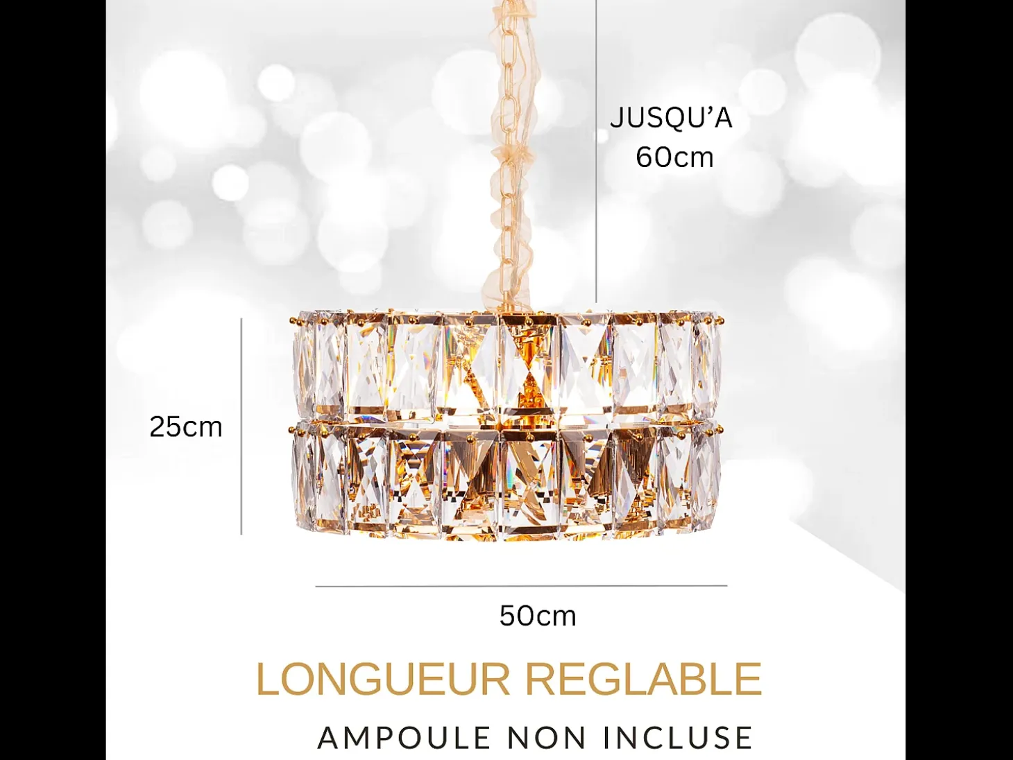 Lámpara de techo moderna de cristal para salón dorada - Redonda 50 cm - Miami