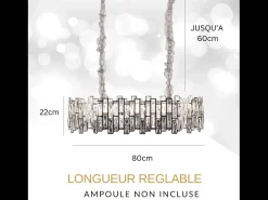 Lámpara de techo moderna de cristal para salón plateada - Ovalada 80 cm - New York