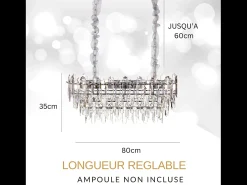 Lámpara de techo moderna de cristal para salón plateada - Ovalada 80 cm - Las Vegas