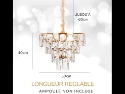 Lámpara de techo moderna de cristal para salón dorada - Redonda 50 cm - San Francisco