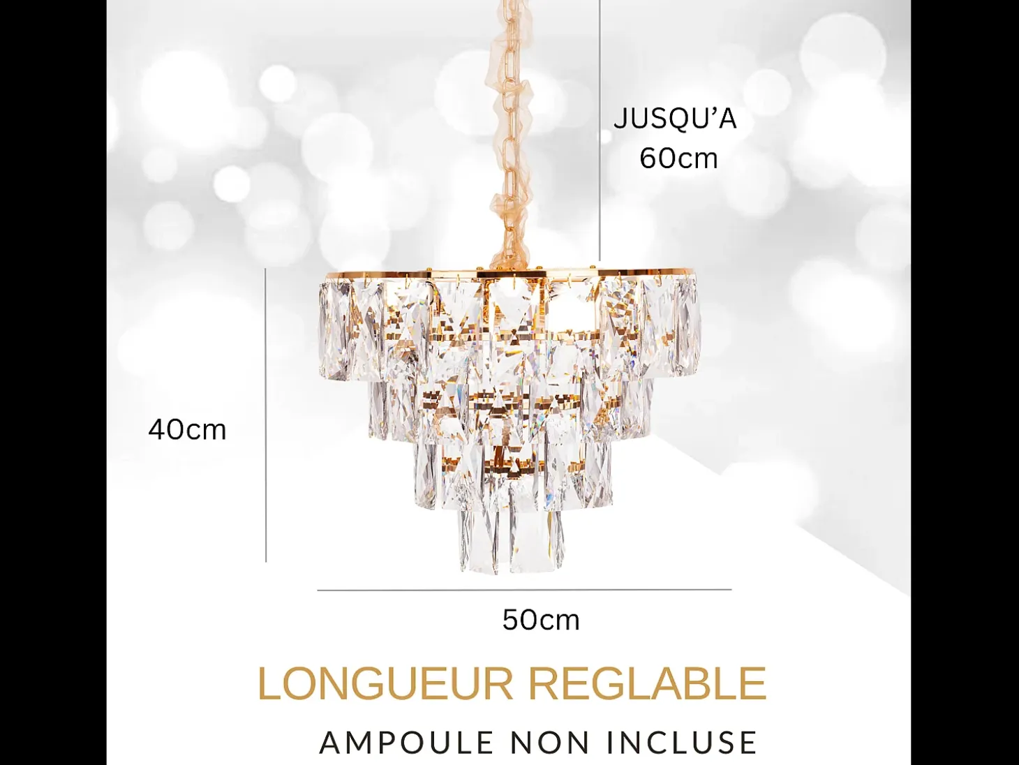 Lámpara de techo moderna de cristal para salón dorada - Redonda 50 cm - San Francisco
