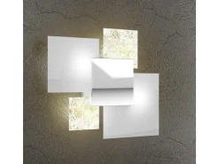 Lámpara de techo moderna 1088/45-FO de cristal blanco y pan de oro, 4 luces G9