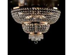 Lámpara de techo Mozart en hierro y latón dorado con pedrería 8 luces H.48 Ø65 BL189-PL8-OR