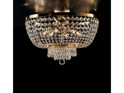 Lámpara de techo Mozart en hierro y latón dorado con pedrería 6 luces H.37 Ø50 BL189-PL6-OR