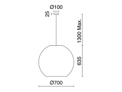 Lámpara de techo NATURAL estilo moderno - Alt. 130 cm x ø70 cm - E27 15W - acero y mimbre claro - IP20