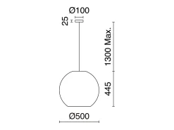 Lámpara de techo NATURAL estilo moderno - Alt. 130 cm x ø50 cm - E27 15W - acero y mimbre oscuro - IP20