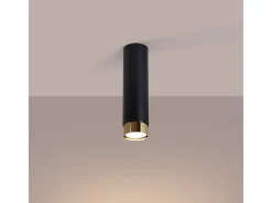 Lámpara De Techo Nero Moderno De Acero - 1 Fuentes Luminosas - L.6 X A.22,5 Cm - Negro/Oro