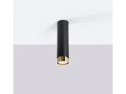 Lámpara De Techo Nero Moderno De Acero - 1 Fuentes Luminosas - L.6 X A.22,5 Cm - Negro/Oro