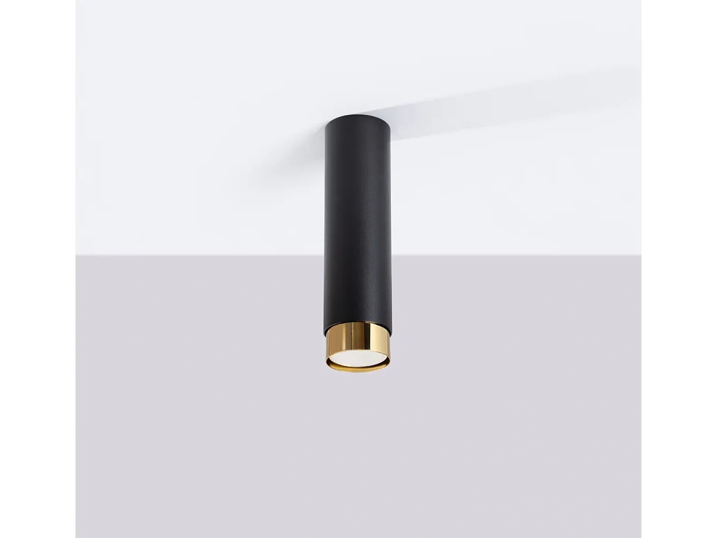 Lámpara De Techo Nero Moderno De Acero - 1 Fuentes Luminosas - L.6 X A.22,5 Cm - Negro/Oro