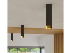 Lámpara De Techo Nero Moderno De Acero - 1 Fuentes Luminosas - L.6 X A.22,5 Cm - Negro/Oro