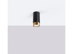Lámpara De Techo Nero Moderno De Acero - 1 Fuentes Luminosas - L.6 X A.12,5 Cm - Negro/Oro