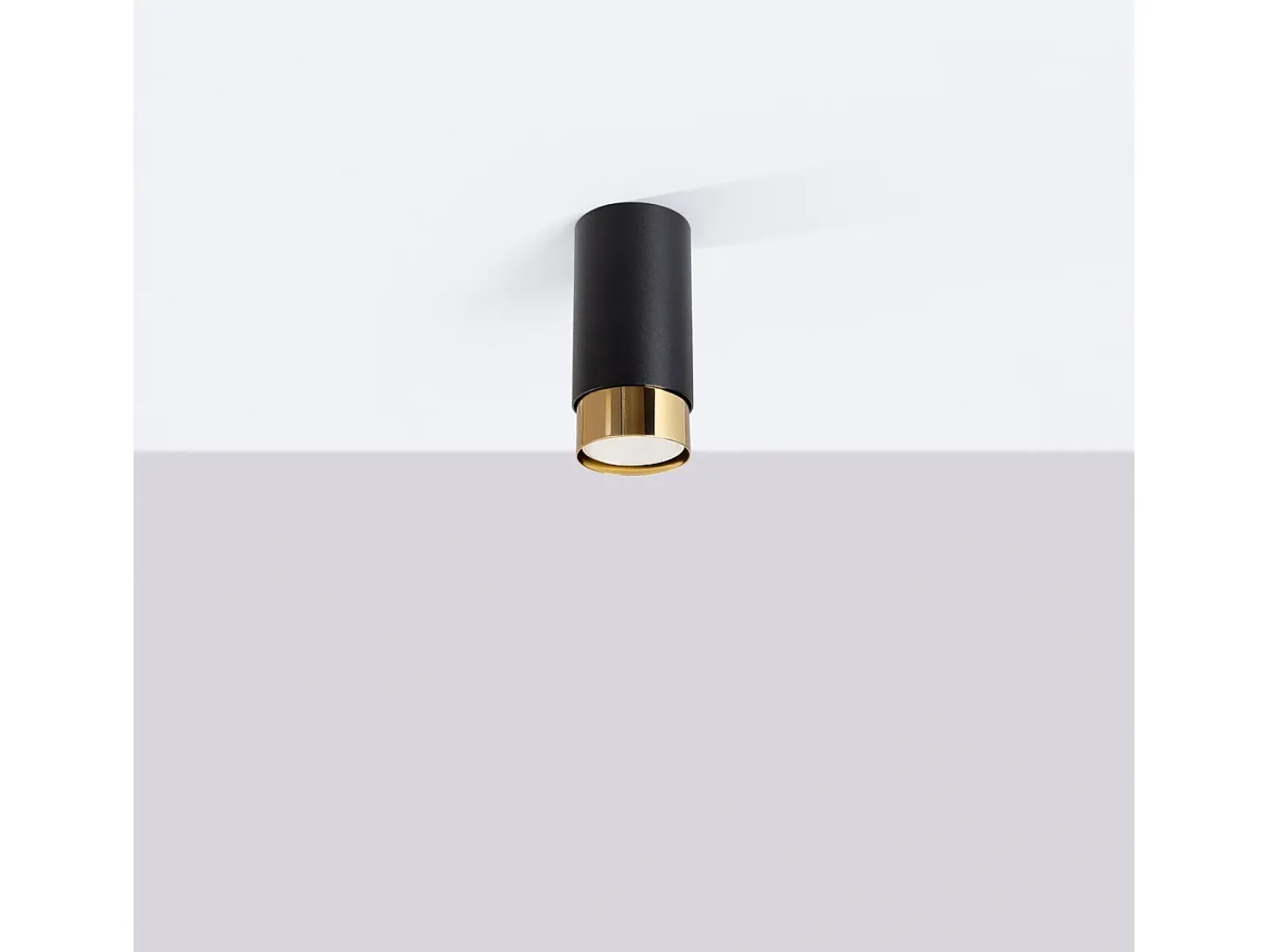 Lámpara De Techo Nero Moderno De Acero - 1 Fuentes Luminosas - L.6 X A.12,5 Cm - Negro/Oro
