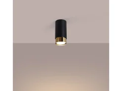 Lámpara De Techo Nero Moderno De Acero - 1 Fuentes Luminosas - L.6 X A.12,5 Cm - Negro/Oro