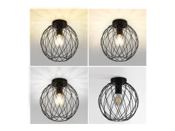 Lámpara de techo NETTLIFE, estilo industrial vintage negro, para pasillo, E27, 1 bombilla, estilo retro, con jaula metálica.